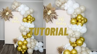 HOW TO BALLOON GARLAND BACKDROP  Tutorial  Baby Shower Ideas [upl. by Nanreik]