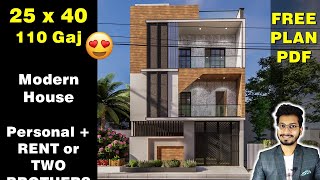 25x40 Modern House of 110 Gaj for Personal  RENT OR TWO BROTHERS  DV Studio [upl. by Navarro]