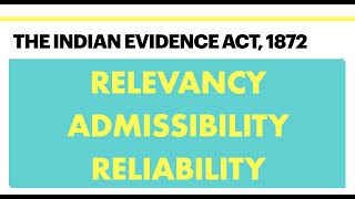 Relevancy  Admissibility Reliability  Indian Evidence Act [upl. by Cibis]