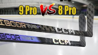 CCM Ribcor Trigger 9 Pro vs Trigger 8 Pro hockey stick review  Which stick is better [upl. by Lynelle]