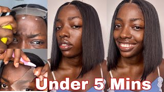 Quick amp Easy Bob Wig Tutorial for Beginners  Lace Front Glued amp Natural Hairline bobwig [upl. by Ycnay]