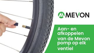 Instructie voor het aan en afkoppelen van de Mevon elektrische bandenpomp op elk ventiel [upl. by Nelrah]