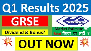 GRSE Q1 results 2025  Garden Reach Shipbuilders results today  GRSE Share News  GRSE latest news [upl. by Anuahsal]