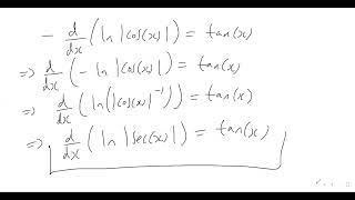 HOW TO DIFFERENTIATE lncosx NATURAL LOGARITHM ABSOLUTE VALUE OF COS COSINE CHAIN RULE [upl. by Nauquf]