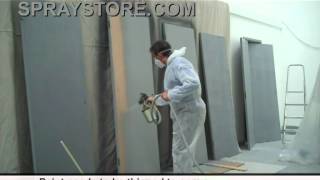 Spraystore demonstration of HVLP spraying doors [upl. by Gayn598]