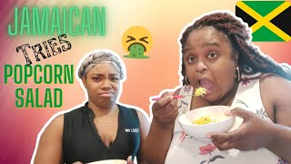 JAMAICANS TRYING VIRAL POPCORN SALAD [upl. by Aronal]