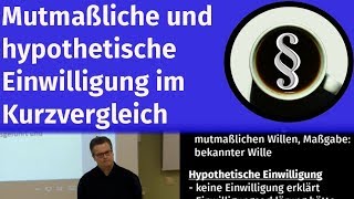 Mutmaßliche und hypothetische Einwilligung im Kurzvergleich [upl. by Kronick637]