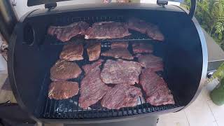 Traeger Pro 575 wood pellet smoker1st time smoking [upl. by Saint717]