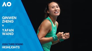 Qinwen Zheng v Yafan Wang Highlights  Australian Open 2024 Third Round [upl. by Ecinuahs]