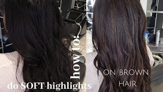 how to do SOFT HIGHLIGHTS on brown hair [upl. by Toddy]