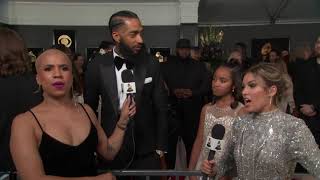 Nipsey Hussle Red Carpet Interview  2019 GRAMMYs [upl. by Ahsilahk]