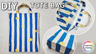 DIY Tote Bag without lining 💙 Sewing for Beginners  Easy amp quick [upl. by Anirtik111]