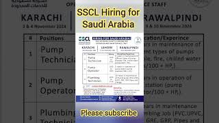 SSCL hiring for Saudi ArabiaPump technician jobsPump operator jobsPlumbing technician jobs [upl. by Emogene]