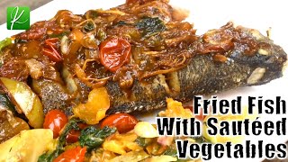 Fried Largemouth Bass with Sautéed Vegetables  Fried Fish [upl. by Andriana931]