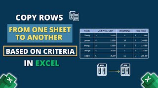 Copy Rows from One Sheet to Another Based on Criteria in Excel [upl. by Rhianna]