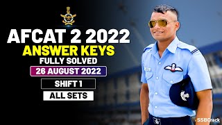 AFCAT 2 2022 Answer Keys Fully Solved 26 August 2022  Shift 1 All Sets [upl. by Germana]