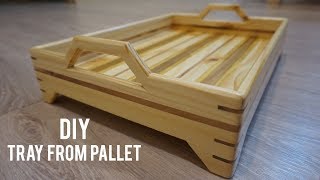 Paletten tepsi yapimi  Making a tray from pallet  Wooden tray diy  Serving tray from pallet [upl. by Aissela]