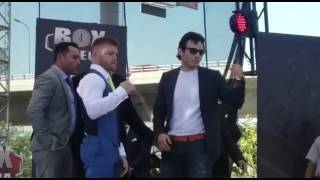 Canelo vs Chavez Jr Faceoff In Mexico  esnews boxing [upl. by Ydassac]