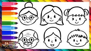 Dessiner et Colorier Une Famille Grands Parents Parents et Enfants 👵🏻👴🏻👩👨👧👦🌈 Dessins Pour Enfants [upl. by Atsocal]