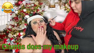 Chuntis does my makeup Christmas makeup look [upl. by Eenad]