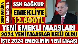 MAAŞLAR AÇIKLANDI EMEKLİ SGK SSK VE BAĞKUR MAAŞLARI AÇIKLADI EN DÜŞÜK 2024 MAAŞLARI DUL YETİM ENGEL [upl. by Ecinnaj]