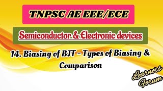 14 Biasing of BJT  Types of biasing  Comparison  Semiconductor Devices [upl. by Idur]