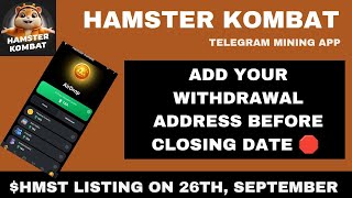 How To Add Your Hamster Kombat Withdrawal Address  Binance Exchange [upl. by Jenine]