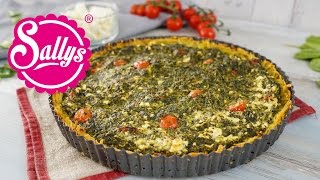 SpinatFetaQuiche mit Röstiboden  herzhafter Kartoffelkuchen  Sallys Welt [upl. by Vashtia]