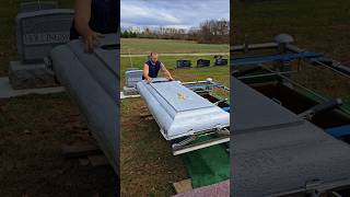 Setting an Oversize Burial Vault gravesite cemetery graveyard burialvault burial grave vault [upl. by Naicad105]