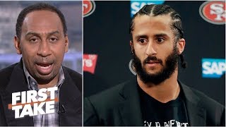 Colin Kaepernick looks bad after reported settlement with the NFL  Stephen A  First Take [upl. by Yztim151]