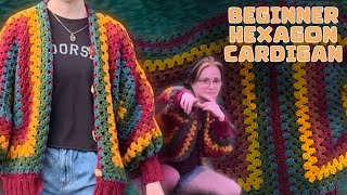 Beginner HEXAGON CARDIGAN TUTORIAL kind of [upl. by Nahtanoy231]