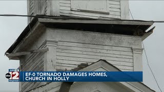 EF0 tornado damages church American Legion hall in Holly [upl. by Eldnar]