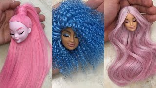 Barbie Doll Makeover Transformation  DIY Miniature Ideas for Barbie  Wig Dress Faceup and More [upl. by Annyrb]