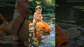 baby sitting on a fish [upl. by Harol]