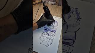 Stipple artwork using DIY tattoo ballpen Timelapse [upl. by Pierson418]