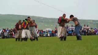 Mongolian Wrestling at Naadam in Inner Mongolia [upl. by Nosahc]