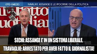 Assange Travaglio contro Sechi e la Borrelli Sono allibito è un nostro collega [upl. by Merry]