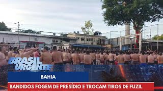 Bandidos fogem de presídio e trocam tiros de fuzil  Brasil Urgente [upl. by Nnaed]