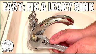 EASY How To Fix a Leaky Sink  Leaking from Handle or Faucet [upl. by Airitak832]