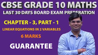 GRADE 10 MATHS CHAPTER 3 LINEAR EQUATIONS IN 2 VARIABLES PART 1  REVISION LAST 30 DAYS CBSE NCERT [upl. by Torre]