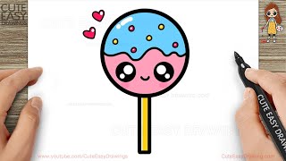 How to Draw a Cute Easy Lollipop for Kids Step by Step [upl. by Pang417]