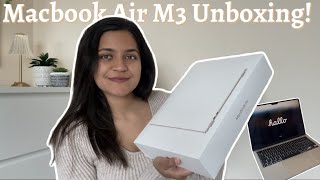 I Finally Bought My First MacBook Air M3  unboxing aesthetic setup starlight✨youtube haul [upl. by Pickering288]