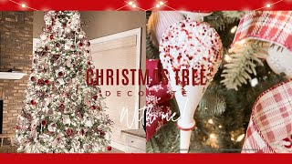 🎄NEW 🎄 CHRISTMAS TREE DECORATE WITH ME 2023  RED AND WHITE TREE DECOR [upl. by Hurty]