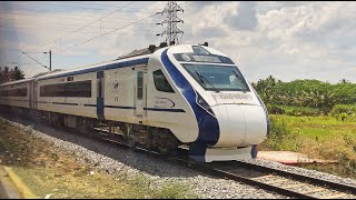 MYSMAS Vande Bharat crossing Rajya Rani Express near Pandavapura [upl. by Oirelav]