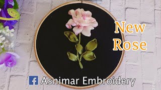 Rose Flower Ribbon Embroidery With Simple Technique [upl. by Terrene]