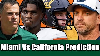 Miami Hurricanes Football Vs California Preview  College Football Game Prediction [upl. by Vaientina]