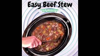 Easy Slow Cooker Beef Stew Husband Can Do ✔️💯 [upl. by Enila599]