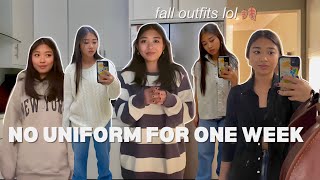 Going WITHOUT Uniform at School for an Entire Week fall outfits ☕️🍂 [upl. by Nessah]