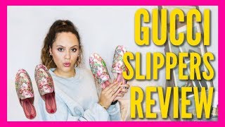 GUCCI PRINCETOWN BLOOMS SLIPPER REVIEW  CAIE THORPE [upl. by Lela]