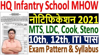 HQ Infantry School MHOW Recruitment 2021 Notification ¦¦ HQ Infantry School MHOW Offline Form 2021 [upl. by Mesics]